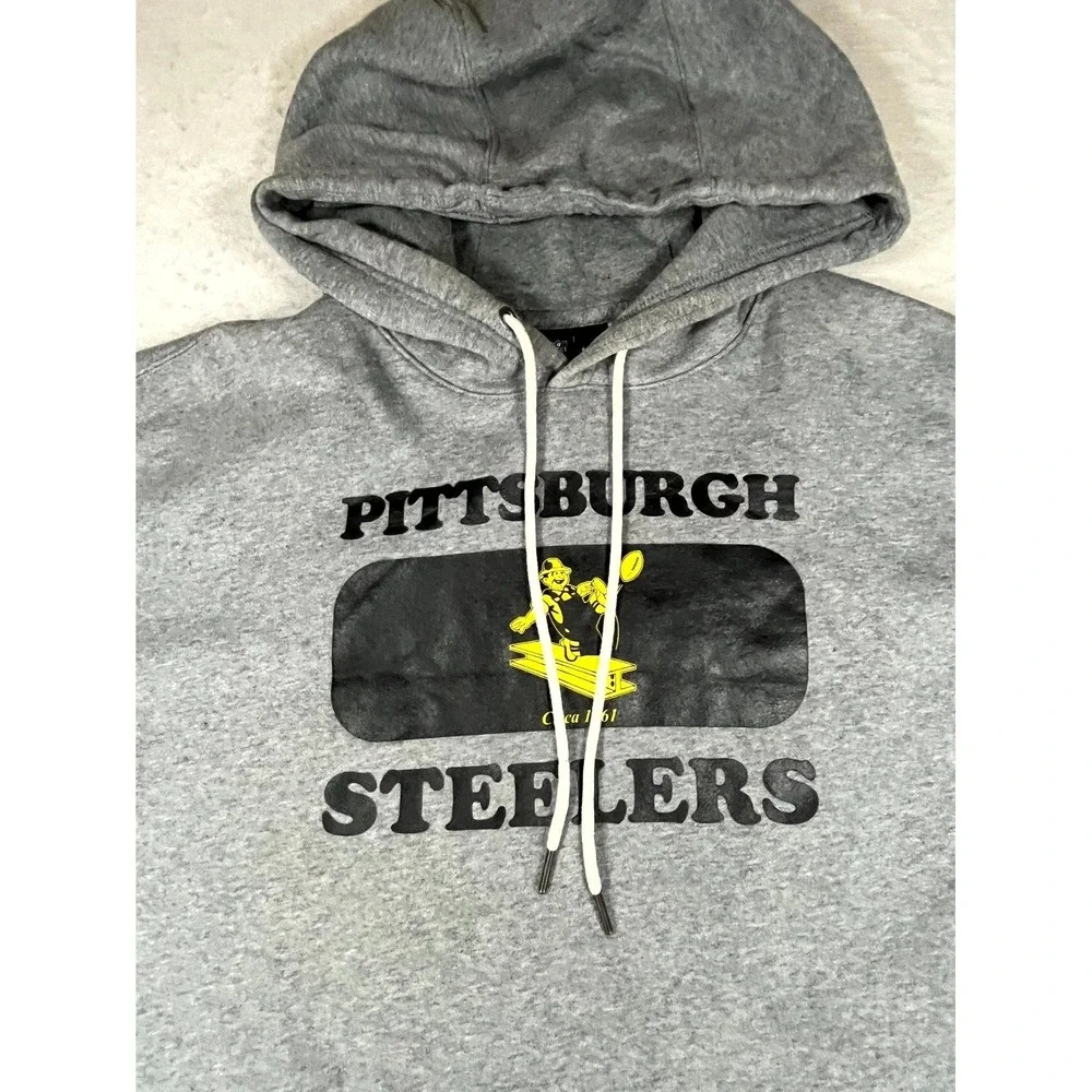 Pittsburgh Steelers Hoodie Mens Medium Heather Gray Nike NFL Fleece Sweatshirt